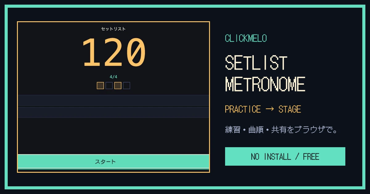 クリック機能とセットリストが使える無料ブラウザメトロノーム ClickMelo